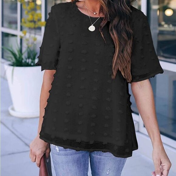 NWT Blooming Jelly Womens Chiffon Swiss Dot Blouse - Picture 4 of 5